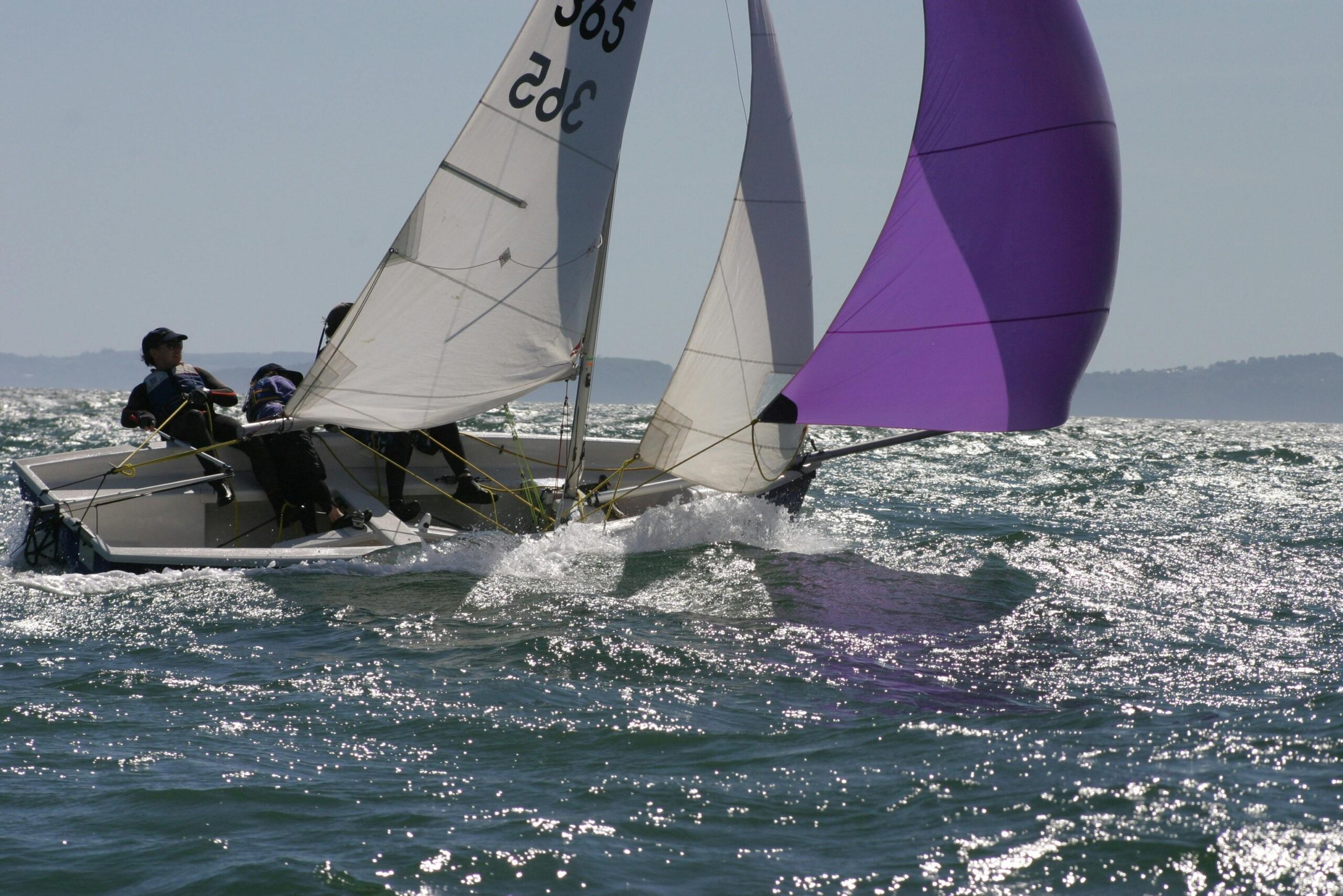 Group of sailors on a catamaran during Euro Regatta